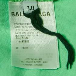 Pre Owned Balenciaga Kids Florescent Green Printed Cotton Crew Neck T-Shirt 10 Yrs
