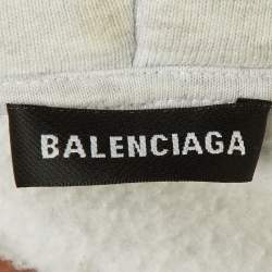 Pre Owned Balenciaga Kids Grey Cotton Hooded Sweatshirt Size 10 Yrs