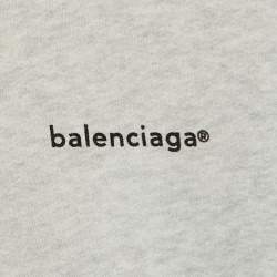 Pre Owned Balenciaga Kids Grey Cotton Hooded Sweatshirt Size 10 Yrs