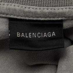 Pre Owned Balenciaga Kids Grey Logo Print Cotton T-Shirt 8Yrs