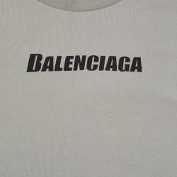 Pre Owned Balenciaga Kids Grey Logo Print Cotton T-Shirt 8Yrs