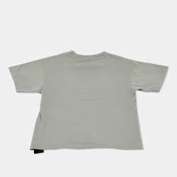 Pre Owned Balenciaga Kids Grey Logo Print Cotton T-Shirt 8Yrs
