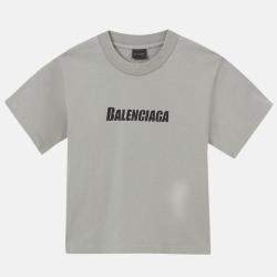 Pre Owned Balenciaga Kids Grey Logo Print Cotton T-Shirt 8Yrs