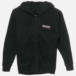 Pre Owned Balenciaga Kids Black Logo Embroidered Cotton Sweatshirt & Sweatpants Set 10 Y