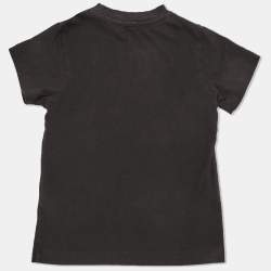 مملوكة مسبقًا تي شيرت بالينسياغا أسود مطرز بشعار قطن مقاس 2 سنوات