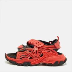 مملوكة مسبقًا Balenciaga Track Size 33 Black/Red Faux Leather Sandals 