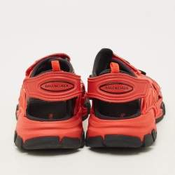 Pre Owned Balenciaga Track Size 33 Black/Red Faux Leather Sandals 