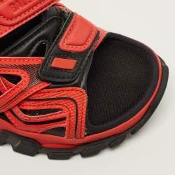 Pre Owned Balenciaga Track Size 33 Black/Red Faux Leather Sandals 