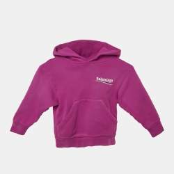 Pre Owned Balenciaga Kids Pink Logo Embroidery Cotton Hooded Sweatshirt 2 Yrs