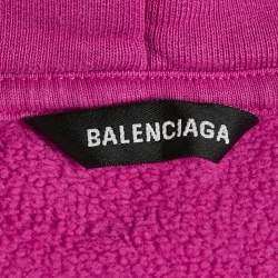 Pre Owned Balenciaga Kids Pink Logo Embroidery Cotton Hooded Sweatshirt 2 Yrs