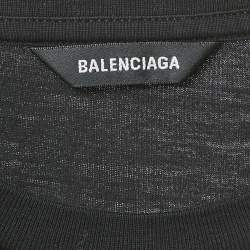 Pre Owned Balenciaga Kids Black Logo Print Cotton Crew Neck T-Shirt 10 Yrs