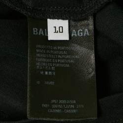Pre Owned Balenciaga Kids Black Logo Print Cotton Crew Neck T-Shirt 10 Yrs