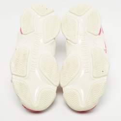 Pre Owned حذاء رياضي بالنسياغا جلد وشبك أبيض/وردي منصة تريبل إس مقاس 33