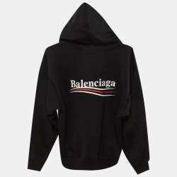 Pre Owned Balenciaga Kids Black Logo Print Cotton Hoodie Size 10 Yrs