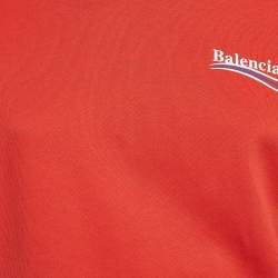 Balenciaga Red Logo Print Cotton Blend Hoodie (8 Yrs)