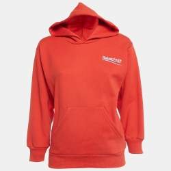 Balenciaga Red Logo Print Cotton Blend Hoodie (8 Yrs)