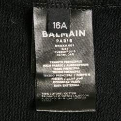 Pre Owned Balmain Kids Black/Neon Green Logo Waistband Cotton Shorts 16Yrs
