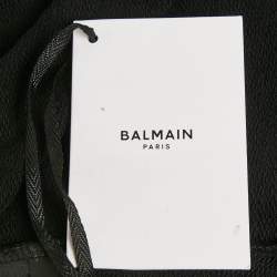 Pre Owned Balmain Kids Black/Neon Green Logo Waistband Cotton Shorts 16Yrs