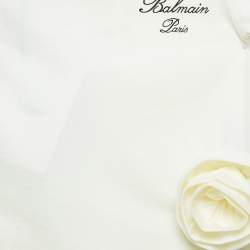 Pre Owned Balmain Kids Ivory Floral Applique Cotton Dress Set 6 M