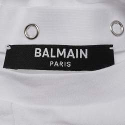 Pre Owned Balmain Kids White Polka Dots Gillter Cotton and Tulle Set 9M