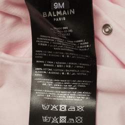 Pre Owned Balmain Baby Pink Cotton Growsuit Set 9M