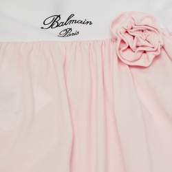 Pre Owned Balmain Baby Pink Cotton Growsuit Set 9M