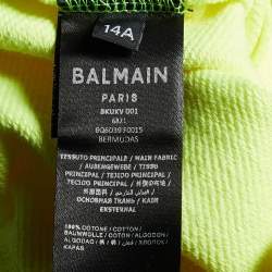 Balmain Neon Yellow Cotton Bermuda Shorts 14A Yrs