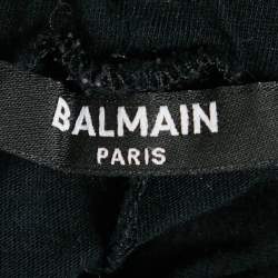 Balmain Kids Black Logo Foil Print Cotton Knit Leggings 24 M