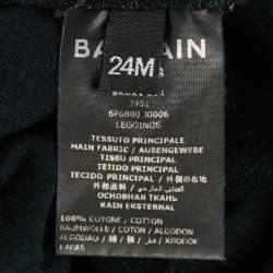 Balmain Kids Black Logo Foil Print Cotton Knit Leggings 24 M