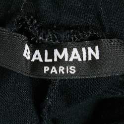 Balmain Kids Black Logo Foil Print Cotton Knit Leggings 24 M
