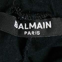 Balmain Kids Black Logo Foil Print Cotton Knit Leggings 24 M