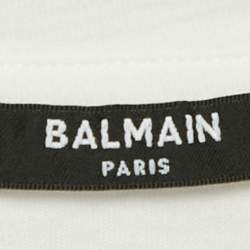 Pre Owned Balmain Kids White Logo Embellished Cotton Crew Neck T-Shirt 12 Yrs
