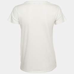 Pre Owned Balmain Kids White Logo Embellished Cotton Crew Neck T-Shirt 12 Yrs