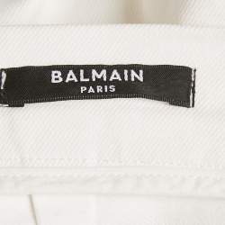 Balmain White Denim Button Detail Shorts 12 Yrs