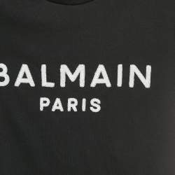 Pre Owned Balmain Kids Black Logo Sequin Cotton T-Shirt 4 Yrs