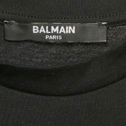 Pre Owned Balmain Kids Black Logo Sequin Cotton T-Shirt 4 Yrs