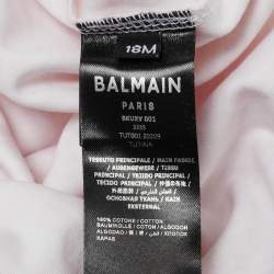 Pre Owned Balmain Kids Pink Monogram Cotton Onesie Set 18M