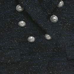 مملوكة مسبقًا Balmain Kids Navy Blue Lurex Tweed Jacket 6Yrs