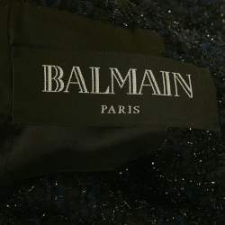 مملوكة مسبقًا Balmain Kids Navy Blue Lurex Tweed Jacket 6Yrs
