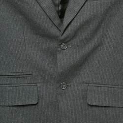 Pre Owned Boss By Hugo Boss Grey Striped Cotton Blend Blazer S/12 Yrs