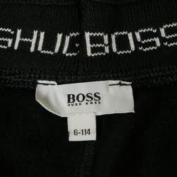 Pre Owned Boss by Hugo Boss Kids Black Cotton Knit Drawstring Joggers 6 Years