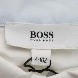 Pre Owned Boss By Hugo Kids White Logo Embroidered Cotton Shirt 4Yrs  