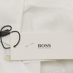 Pre Owned Boss By Hugo Kids White Logo Embroidered Cotton Shirt 4Yrs  