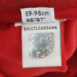 Pre Owned Dolce & Gabbana Red Jersey Royal Life Graphic Patch Pants 2 Years