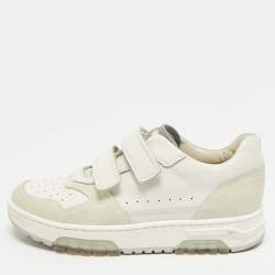 Pre Owned Brunello Cucinelli Size 30 Cream/Grey Suede and Leather Low Top Sneakers