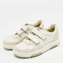 Pre Owned Brunello Cucinelli Size 30 Cream/Grey Suede and Leather Low Top Sneakers