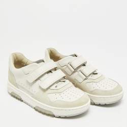 Pre Owned Brunello Cucinelli Size 30 Cream/Grey Suede and Leather Low Top Sneakers