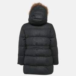Brunello Cucinelli Grey Fur Trim Wool Down Jacket 10 Yrs