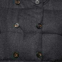 Brunello Cucinelli Grey Fur Trim Wool Down Jacket 10 Yrs