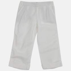مملوكة مسبقًا Brunello Cucinelli White Crepe Trousers 4Yrs